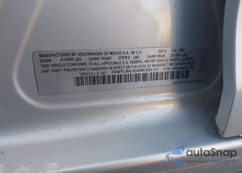 2010 Volkswagen Jetta Tdi из США, поврежденный, VIN 3VWTL8AJ0AM638111